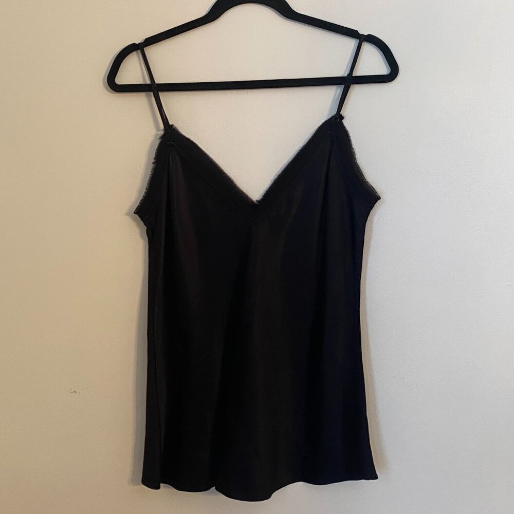 Frame Denim Satin Lounge Tank in Noir Black Size Large - Picture 5 of 7